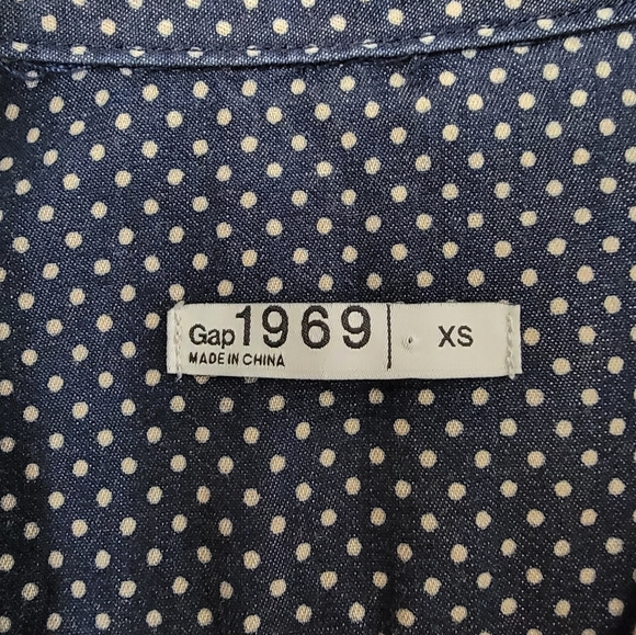 Gap 1969 long sleeve polka dot chambray top size XS - Picture 5 of 8